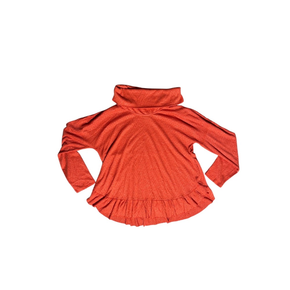 Maeve Anthropologie Orange Ruffle Hem Cowl Neck Sweater Top